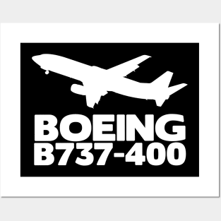 Boeing B737-400 Silhouette Print (White) Posters and Art